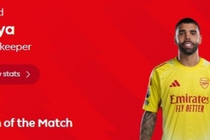 实至名归!拉亚被评为阿森纳1-0曼联全场最佳 实至名归!拉亚被评为阿森纳1-0曼联全场最佳