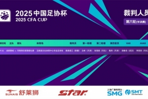 今日足协杯蓉城vs河南裁判:麦麦提江执法,顾春含担任VAR 今日足协杯蓉城vs河南裁判:麦麦提江执法,顾春含担任VAR