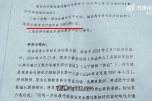 博主:嗨球向法院起诉此前指控青训的家长,索赔违约金2666666! 博主:嗨球向法院起诉此前指控青训的家长,索赔违约金2666666!