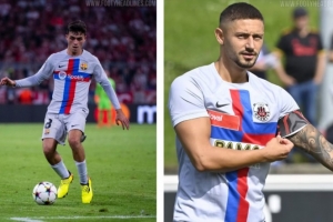 瑞士第四级别球队YF尤文图斯穿巴萨球衣比赛,只改了队徽和广告 瑞士第四级别球队YF尤文图斯穿巴萨球衣比赛,只改了队徽和广告