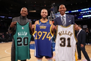 克莱谈历史前5射手:库里、米勒、雷-阿伦、伯德、自己 克莱谈历史前5射手:库里、米勒、雷-阿伦、伯德、自己