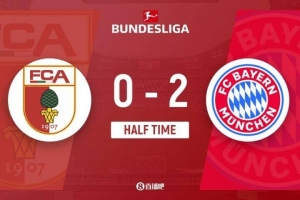 半场-拜仁暂2-0奥格斯堡 迪亚斯破门+空门不进 格纳布里建功 半场-拜仁暂2-0奥格斯堡 迪亚斯破门+空门不进 格纳布里建功