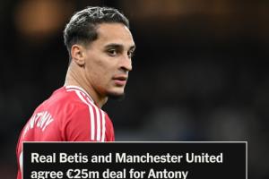 TA:曼联与贝蒂斯就安东尼转会达协议!转会费2500万欧+50%二转 TA:曼联与贝蒂斯就安东尼转会达协议!转会费2500万欧+50%二转