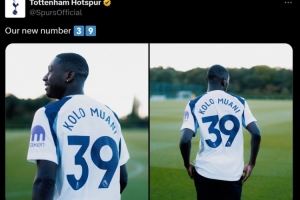 500万欧租借1年!热刺官方:新援中锋穆阿尼将身披39号球衣 500万欧租借1年!热刺官方:新援中锋穆阿尼将身披39号球衣