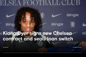 官方:切尔西续约中场小将迪尔至2030年,本赛季将租借荷甲福伦丹 官方:切尔西续约中场小将迪尔至2030年,本赛季将租借荷甲福伦丹