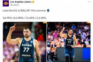 湖人官推终晒东契奇！湖密疯狂阴阳：顶不住压力发了？可悲的球队