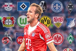 通杀！截止目前凯恩在德甲赛场共与20队交手，全部取得进球