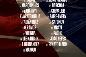 巴黎公布欧冠战亚特兰大大名单:维蒂尼亚领衔,登贝莱、杜埃缺席 巴黎公布欧冠战亚特兰大大名单:维蒂尼亚领衔,登贝莱、杜埃缺席