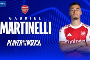 替补登场传射建功,马丁内利当选阿森纳2-0毕尔巴鄂一役全场最佳 替补登场传射建功,马丁内利当选阿森纳2-0毕尔巴鄂一役全场最佳