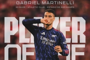 替补出场1射1传!马丁内利当选阿森纳vs毕巴全场最佳球员 替补出场1射1传!马丁内利当选阿森纳vs毕巴全场最佳球员