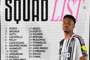 尤文客战维罗纳大名单：DV9领衔锋线，库普梅纳斯坐镇中场