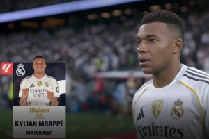 远射破门，西甲官方：姆巴佩当选皇马2-0西班牙人全场最佳