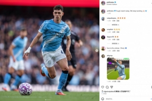 最后时刻遭绝平，福登社媒：一场艰难的比赛，但我们会继续进步