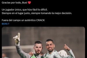 德赫亚社媒致敬布斯克茨:独一无二的球员,在球场外也是个传奇 德赫亚社媒致敬布斯克茨:独一无二的球员,在球场外也是个传奇