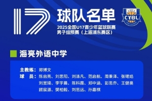U17青少年篮球联赛男子组预赛上海浦东赛区名单:夏振峰&张恺在列 U17青少年篮球联赛男子组预赛上海浦东赛区名单:夏振峰&张恺在列