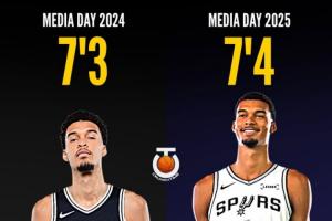 还在发育长高🤣文班亚马目前身高近2米24 比去年同期高约3厘米 还在发育长高🤣文班亚马目前身高近2米24 比去年同期高约3厘米