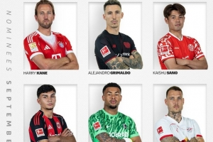 德甲官方9月最佳球员候选:凯恩领衔,格里马尔多、乌尊在列 德甲官方9月最佳球员候选:凯恩领衔,格里马尔多、乌尊在列