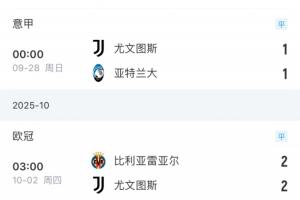 平局大师!尤文4连平追平上赛季平局纪录,上赛季联赛18胜16平4负 平局大师!尤文4连平追平上赛季平局纪录,上赛季联赛18胜16平4负