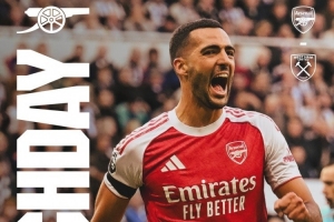 伦敦德比！阿森纳发布对阵西汉姆海报：梅里诺单人出镜