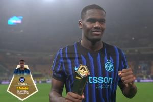 1射3传造4球!博尼当选国米4-1克雷莫内塞全场最佳球员 1射3传造4球!博尼当选国米4-1克雷莫内塞全场最佳球员