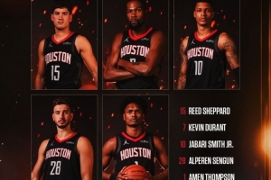 火箭公布今日战爵士首发:谢泼德、杜兰特、小贾、申京、阿门 火箭公布今日战爵士首发:谢泼德、杜兰特、小贾、申京、阿门