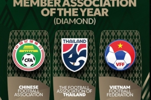 亚足联钻石协会提名名单:中国足协、泰国足协、越南足协 亚足联钻石协会提名名单:中国足协、泰国足协、越南足协