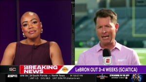ESPN记者调侃詹姆斯“抹点轩尼诗治病”😭光头女主持哭笑不得 ESPN记者调侃詹姆斯“抹点轩尼诗治病”😭光头女主持哭笑不得