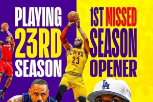 连战22年揭幕战纪录告破！美媒：时光老人追上了将满41岁的老詹