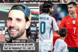 圆梦☺️索博赛后拿到偶像C罗球衣,上次找C罗换球衣时被告知没了 圆梦☺️索博赛后拿到偶像C罗球衣,上次找C罗换球衣时被告知没了