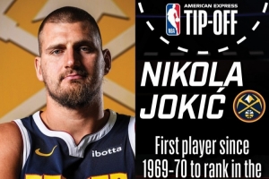 NBA预热掘金揭幕战:约基奇是首位三项数据均位列赛季前3的球员 NBA预热掘金揭幕战:约基奇是首位三项数据均位列赛季前3的球员