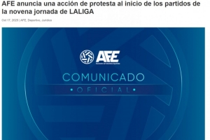 反对海外办赛!西班牙球员协会将在第9轮比赛开始前进行抗议 反对海外办赛!西班牙球员协会将在第9轮比赛开始前进行抗议