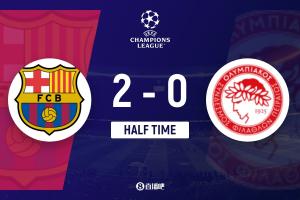 半场-巴萨暂2-0奥林匹亚科斯 费尔明双响亚马尔德罗送助攻 半场-巴萨暂2-0奥林匹亚科斯 费尔明双响亚马尔德罗送助攻