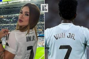 爱他就原谅他!维尼修斯劈腿风波后,女友首次现身马德里为他加油 爱他就原谅他!维尼修斯劈腿风波后,女友首次现身马德里为他加油