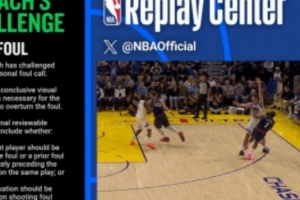 哈登造波斯特三分犯规 勇士果断选择挑战并成功 改为中圈争球 哈登造波斯特三分犯规 勇士果断选择挑战并成功 改为中圈争球