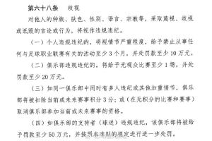 球迷有歧视行为的,若证据确凿,其所支持俱乐部将至少被罚款50万 球迷有歧视行为的,若证据确凿,其所支持俱乐部将至少被罚款50万