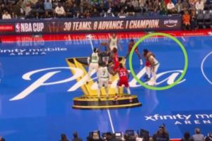 满脸问号？恩比德连球都不跳了 膝盖真有问题？