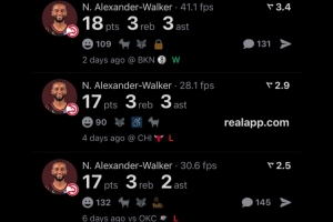 稳定输出!最低17分 亚历山大-沃克过去5场比赛场均贡献18.4分 稳定输出!最低17分 亚历山大-沃克过去5场比赛场均贡献18.4分